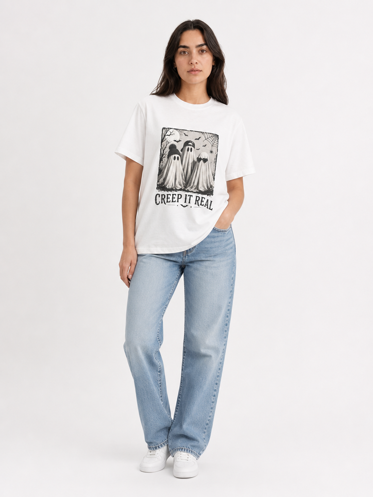 Creep It Real Ghost Graphic Tee — Vintage Halloween T-Shirt