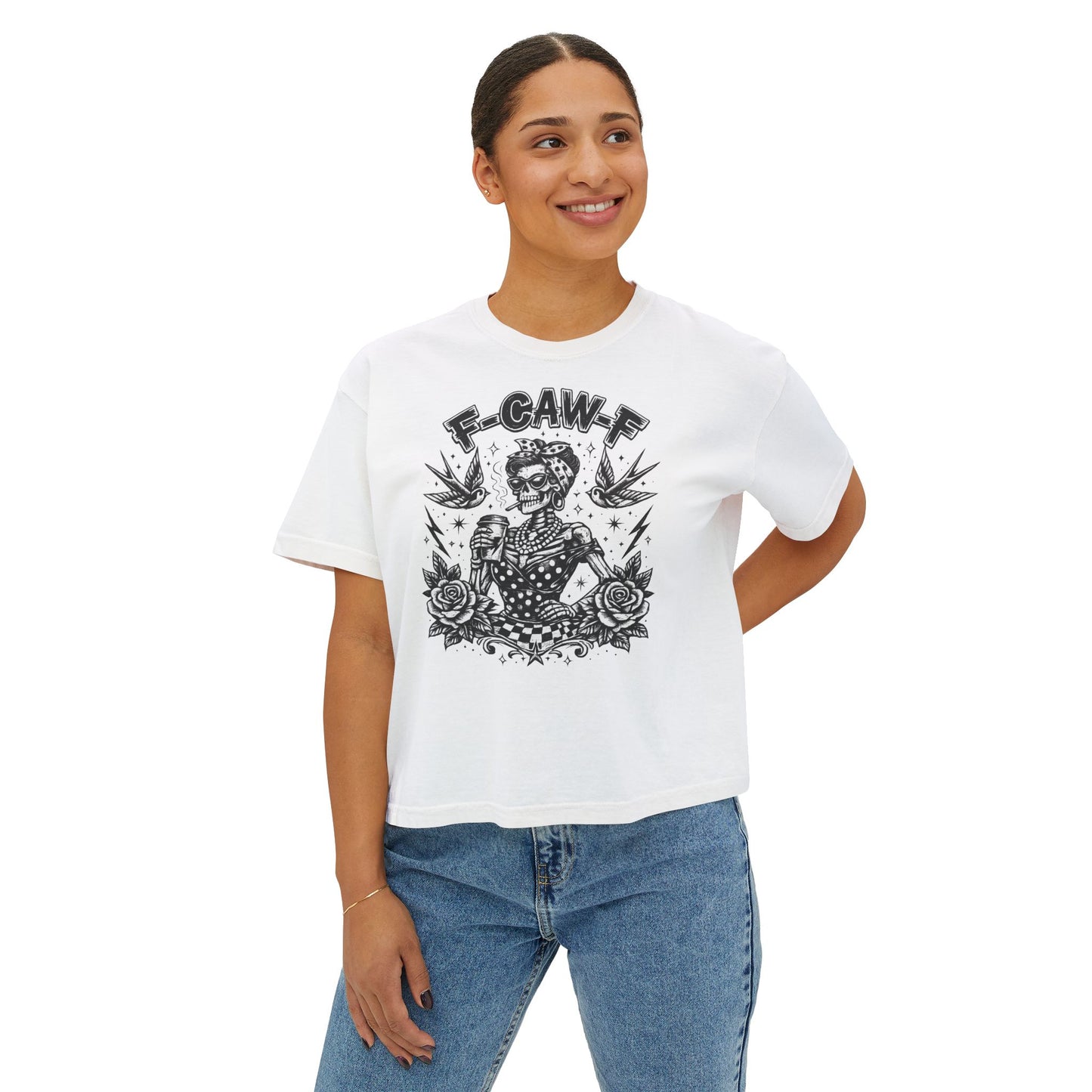 Graphic Tee — 'F-GAW-F' Retro Skull Pinup Design