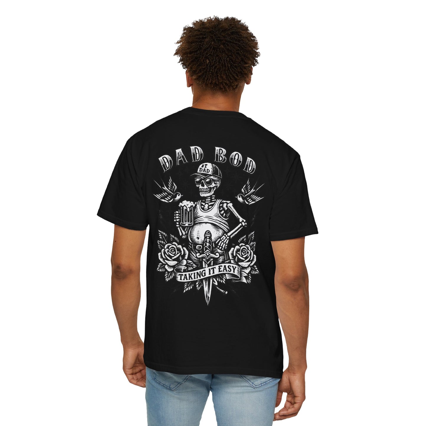 Dad Bod T-Shirt — 'Dad Bod: Taking It Easy' Retro Skull Graphic Tee