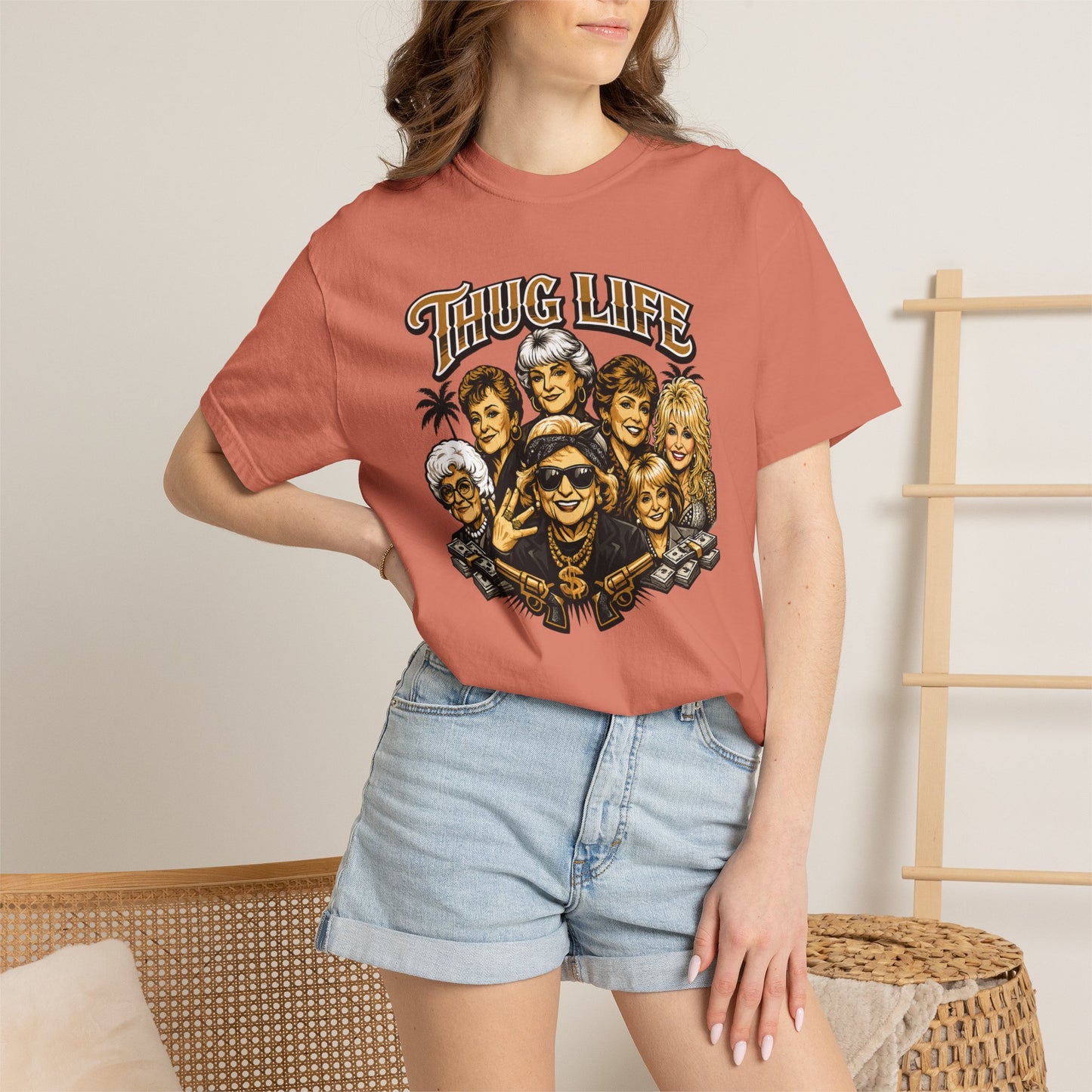 T H U G Golden Dolly Grandma Portrait T-Shirt | Retro TV Comedy Crew Tee