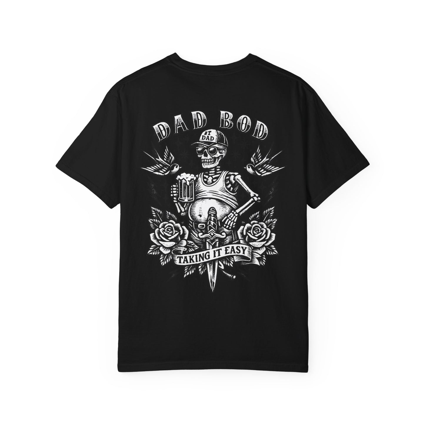 Dad Bod T-Shirt — 'Dad Bod: Taking It Easy' Retro Skull Graphic Tee