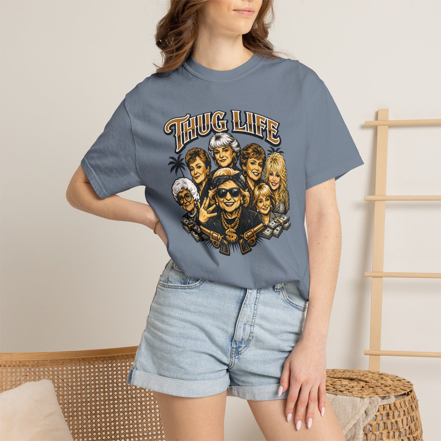 T H U G Golden Dolly Grandma Portrait T-Shirt | Retro TV Comedy Crew Tee
