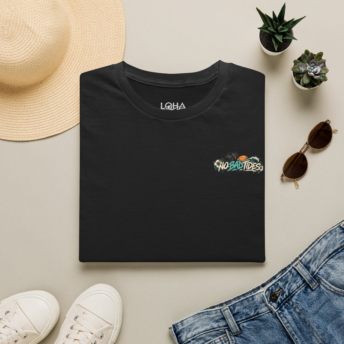 LOHA VIBES - No Bad Tides Beach Vacation T-Shirt