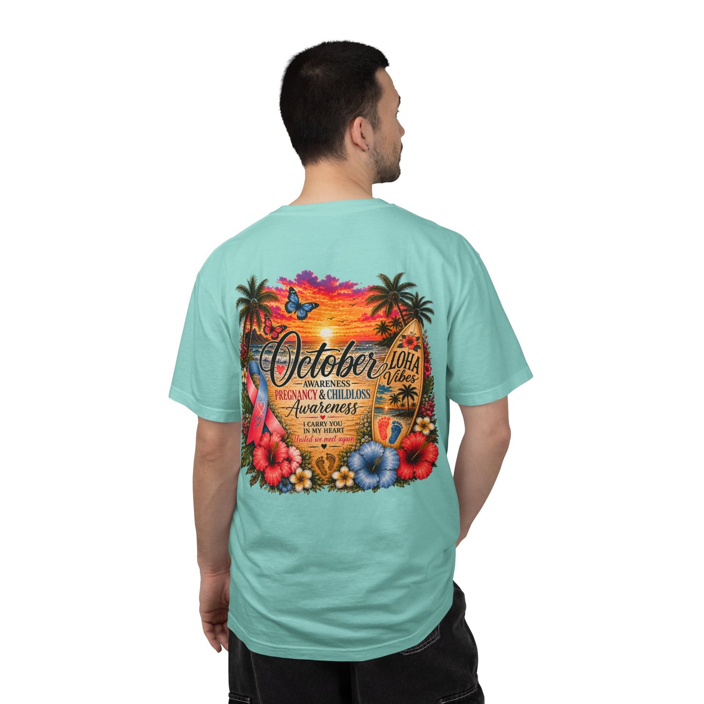 T-Shirt — October Pregnancy & Childloss Awareness Sunset Floral Backprint