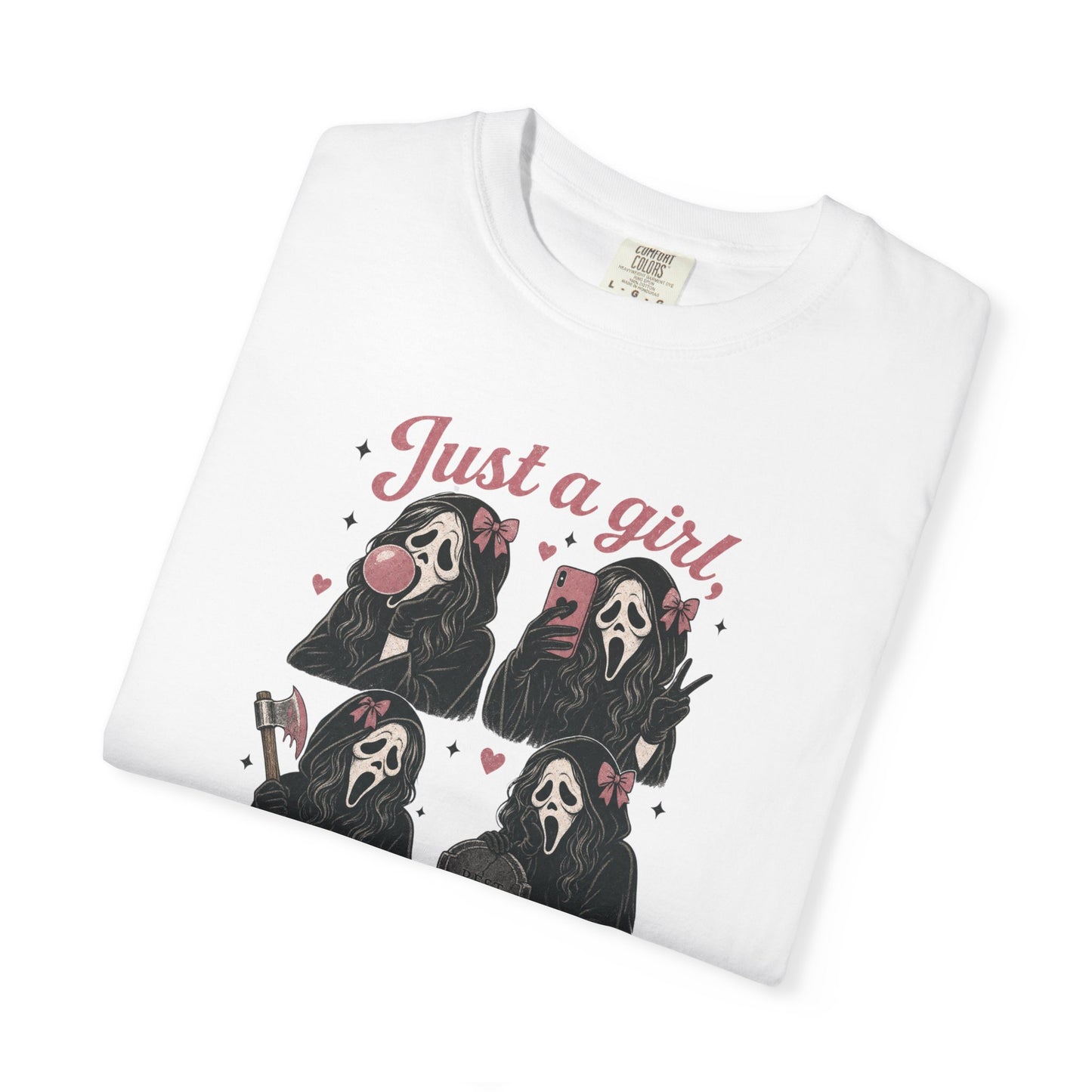 Just a Girl Obsessed with Scary Movies T-Shirt | Horror Mask Design