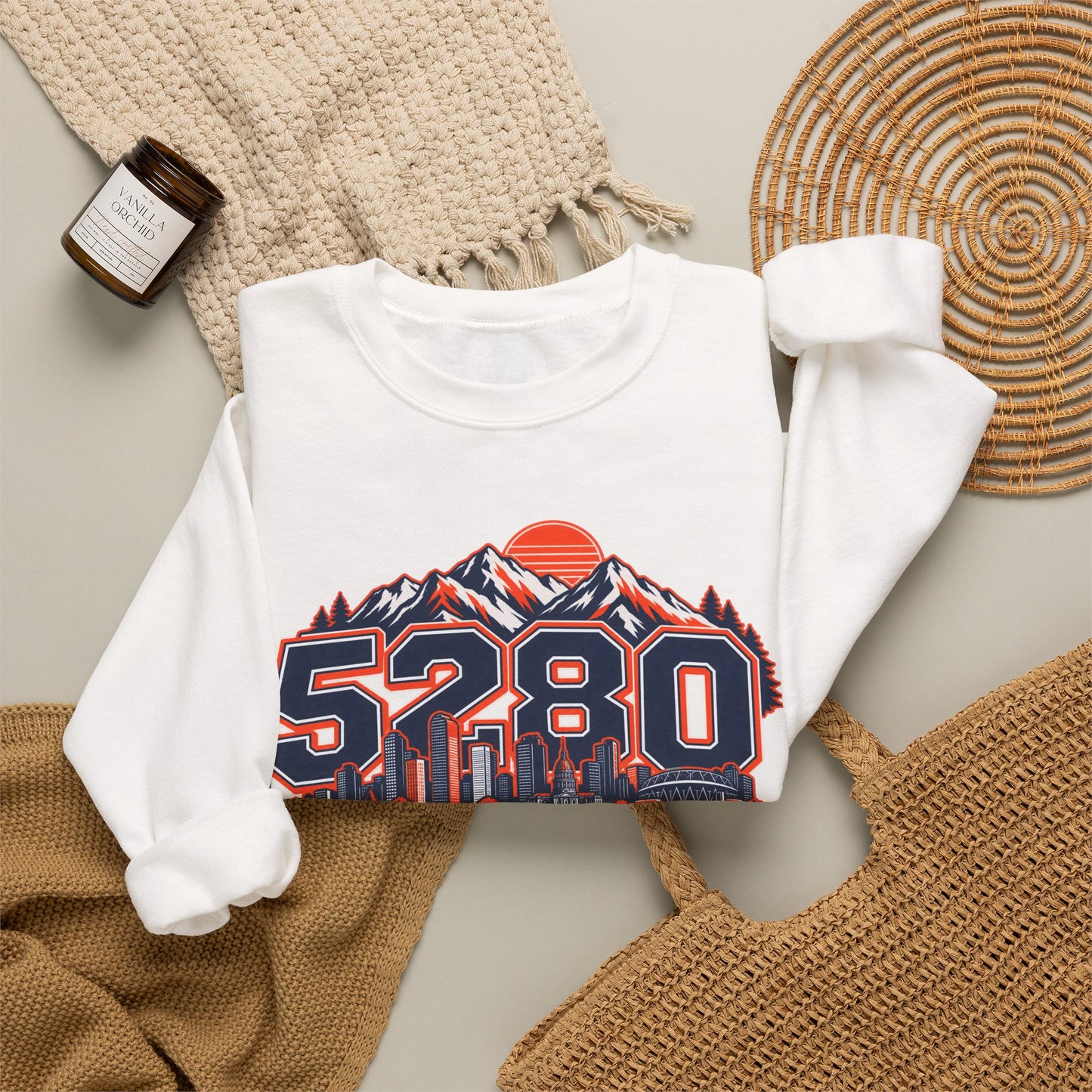 5280 Mile High Sweatshirt — Denver Mountain Graphic Crewneck