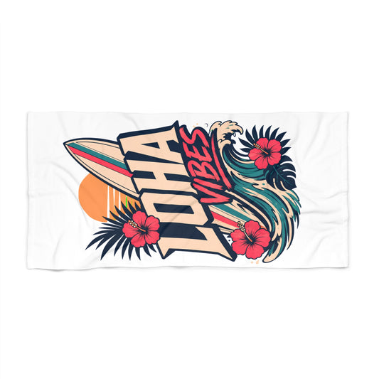 Loha Vibes Beach Towel – Tropical Surf & Hibiscus Sun Design
