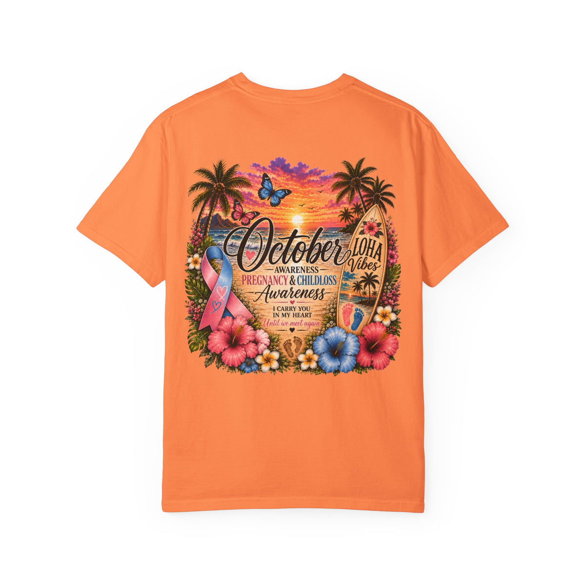 October Child & Pregnancy Awareness T-Shirt — Hawaiian Sunset Awareness Tee