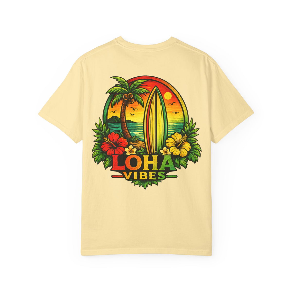 Loha Vibes T-Shirt — Tropical Surf Sunset Tee