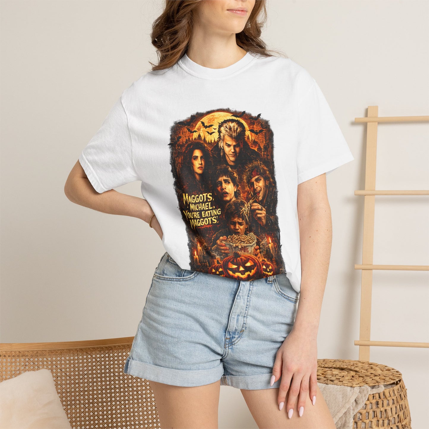 Horror Movie Collage T-shirt | Halloween Pumpkin Skull Design