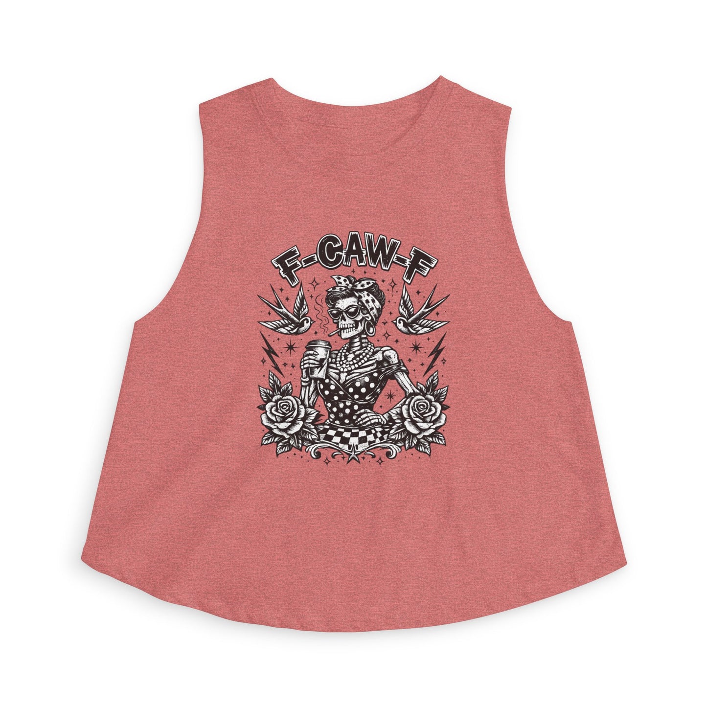 Women's Crop Top — Rockabilly Skeleton 'F-GAW-F' Graphic Tank