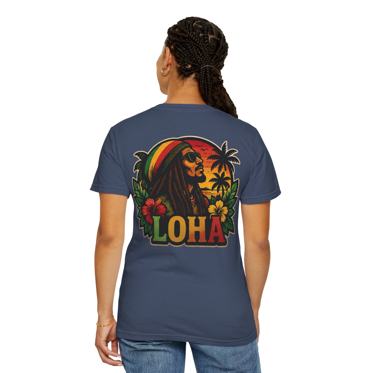 Rasta Aloha T-Shirt — "LOHA" Reggae Sunset Tee