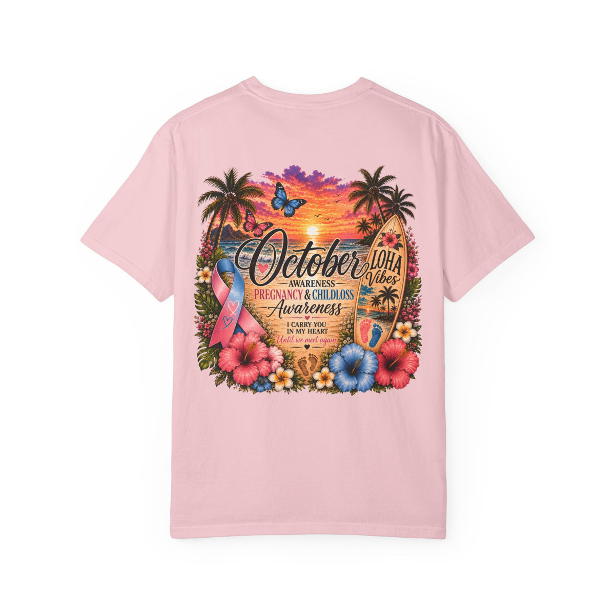 October Child & Pregnancy Awareness T-Shirt — Hawaiian Sunset Awareness Tee