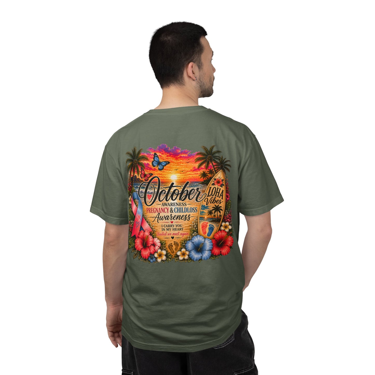 T-Shirt — October Pregnancy & Childloss Awareness Sunset Floral Backprint