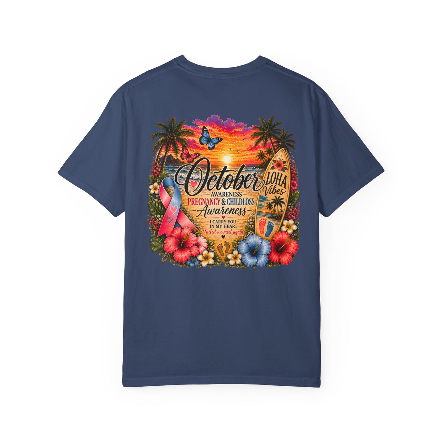 T-Shirt — October Pregnancy & Childloss Awareness Sunset Floral Backprint