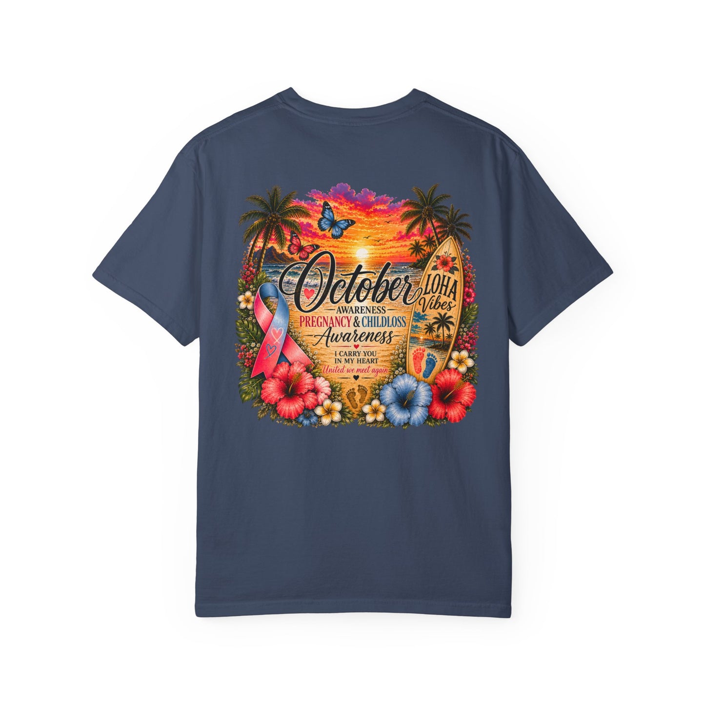 T-Shirt — October Pregnancy & Childloss Awareness Sunset Floral Backprint