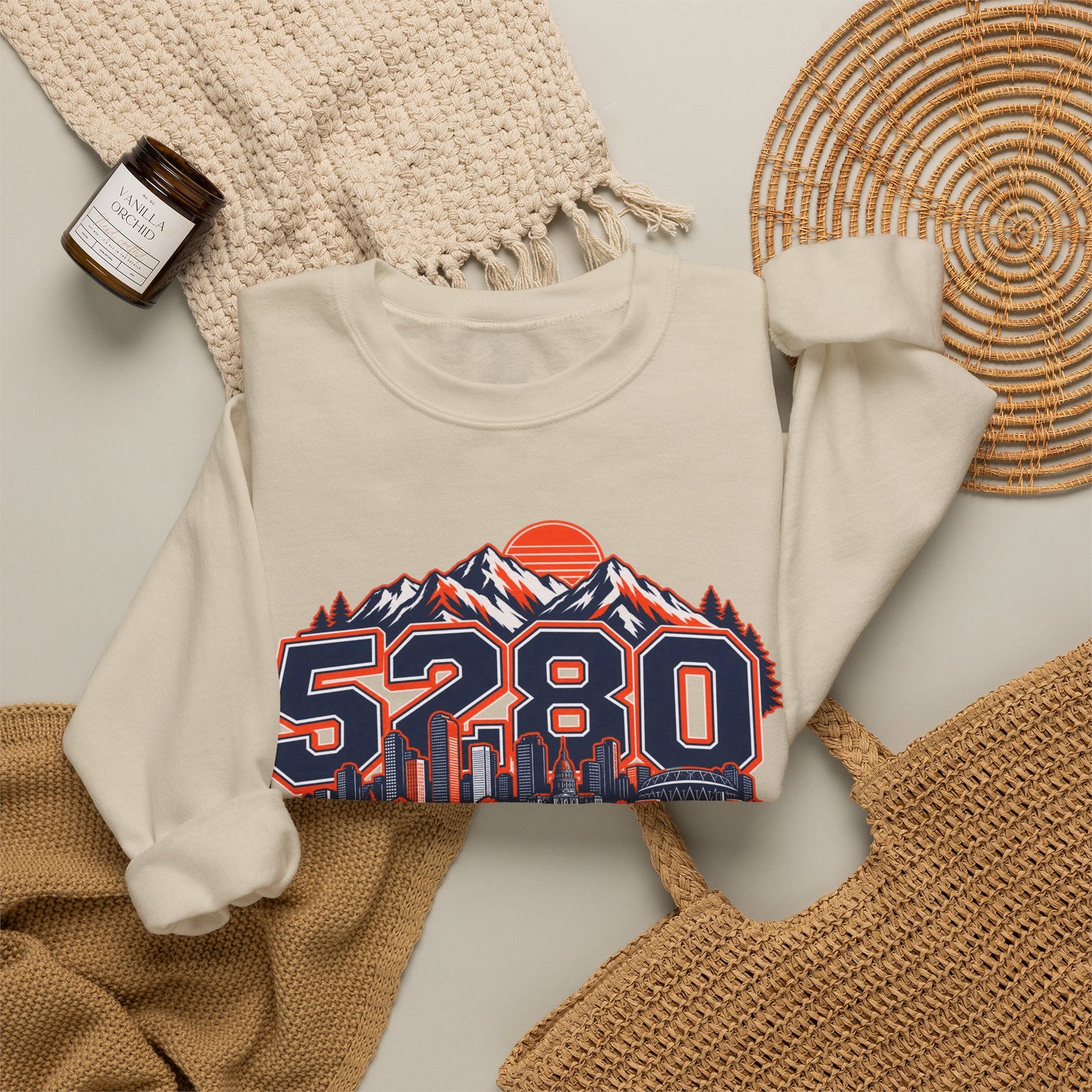 5280 Mile High Sweatshirt — Denver Mountain Graphic Crewneck