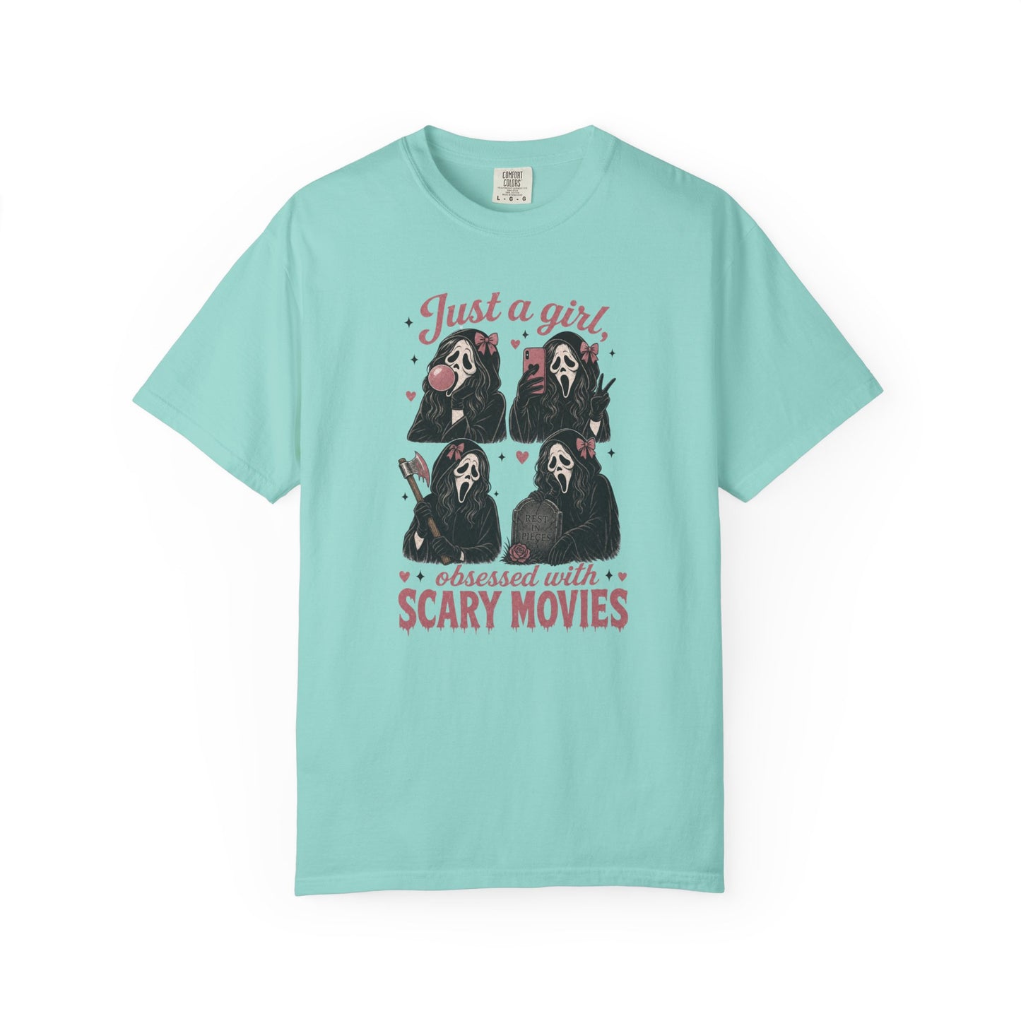 Just a Girl Obsessed with Scary Movies T-Shirt | Horror Mask Design