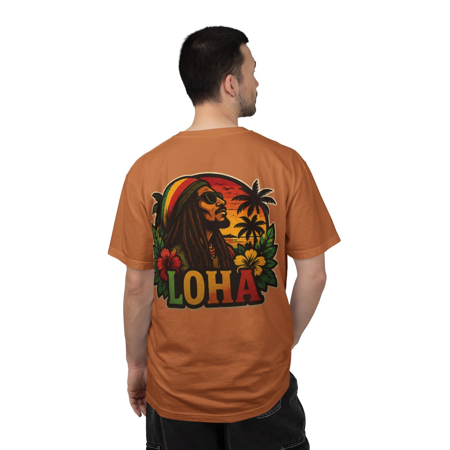 Rasta Aloha T-Shirt — "LOHA" Reggae Sunset Tee
