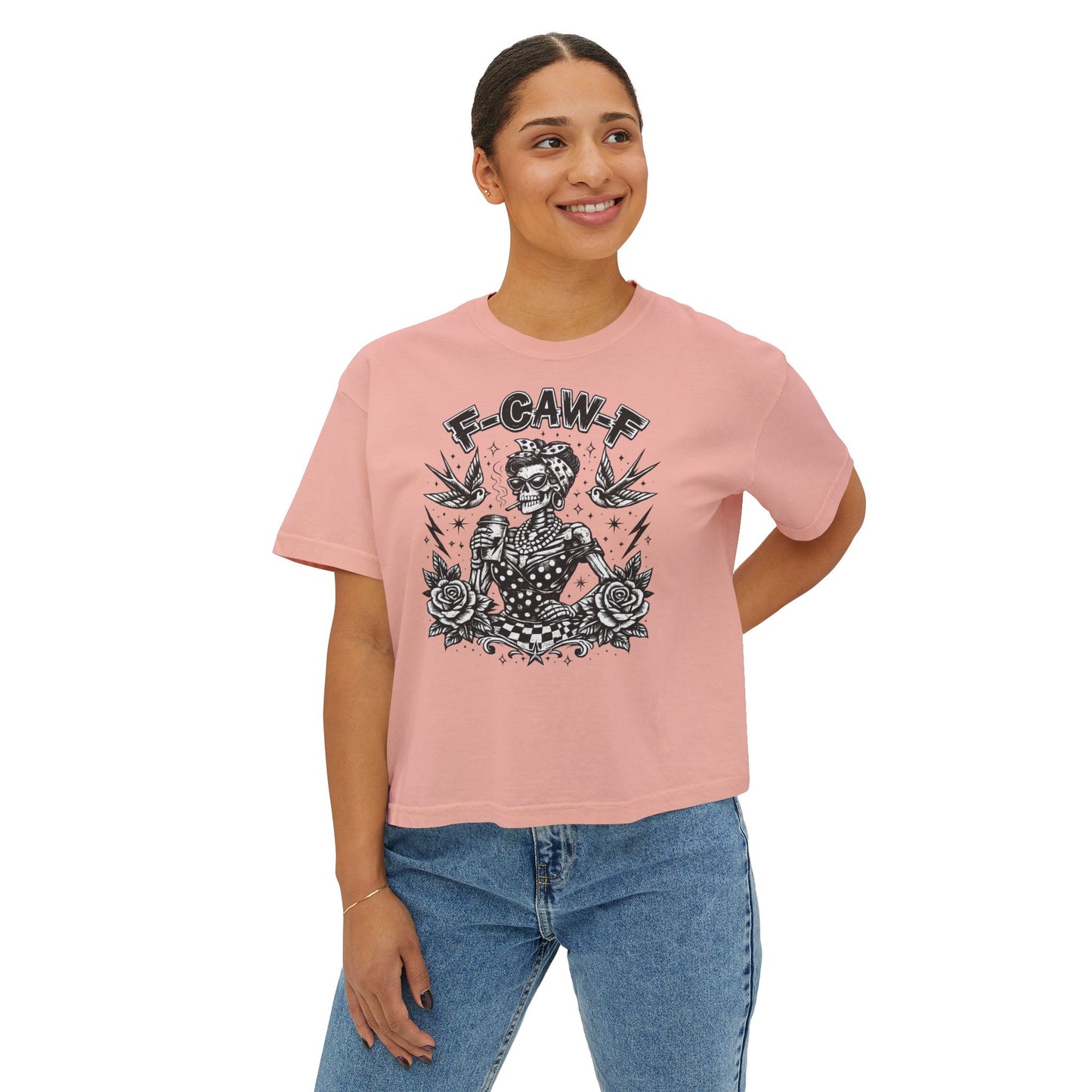 Graphic Tee — 'F-GAW-F' Retro Skull Pinup Design