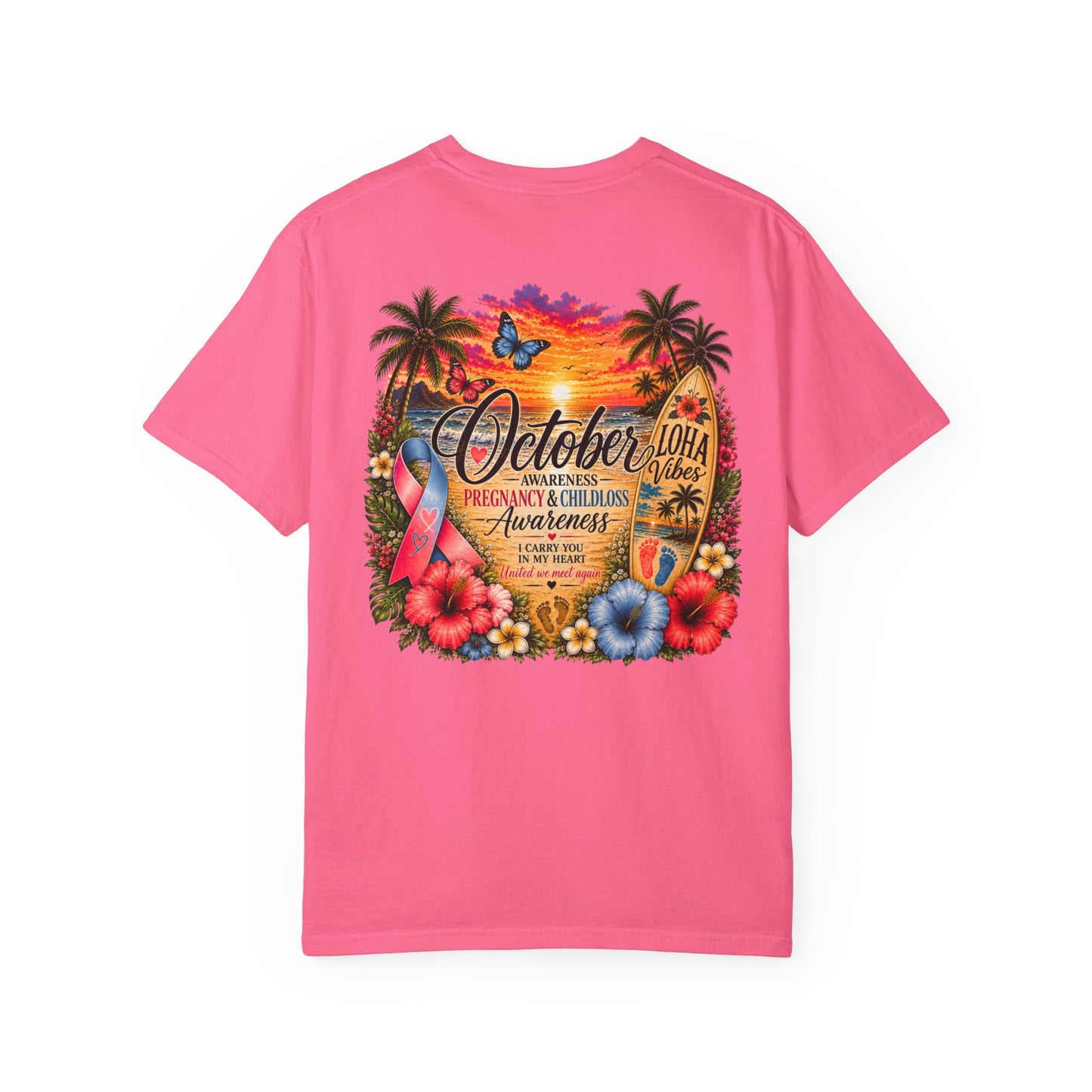 October Child & Pregnancy Awareness T-Shirt — Hawaiian Sunset Awareness Tee