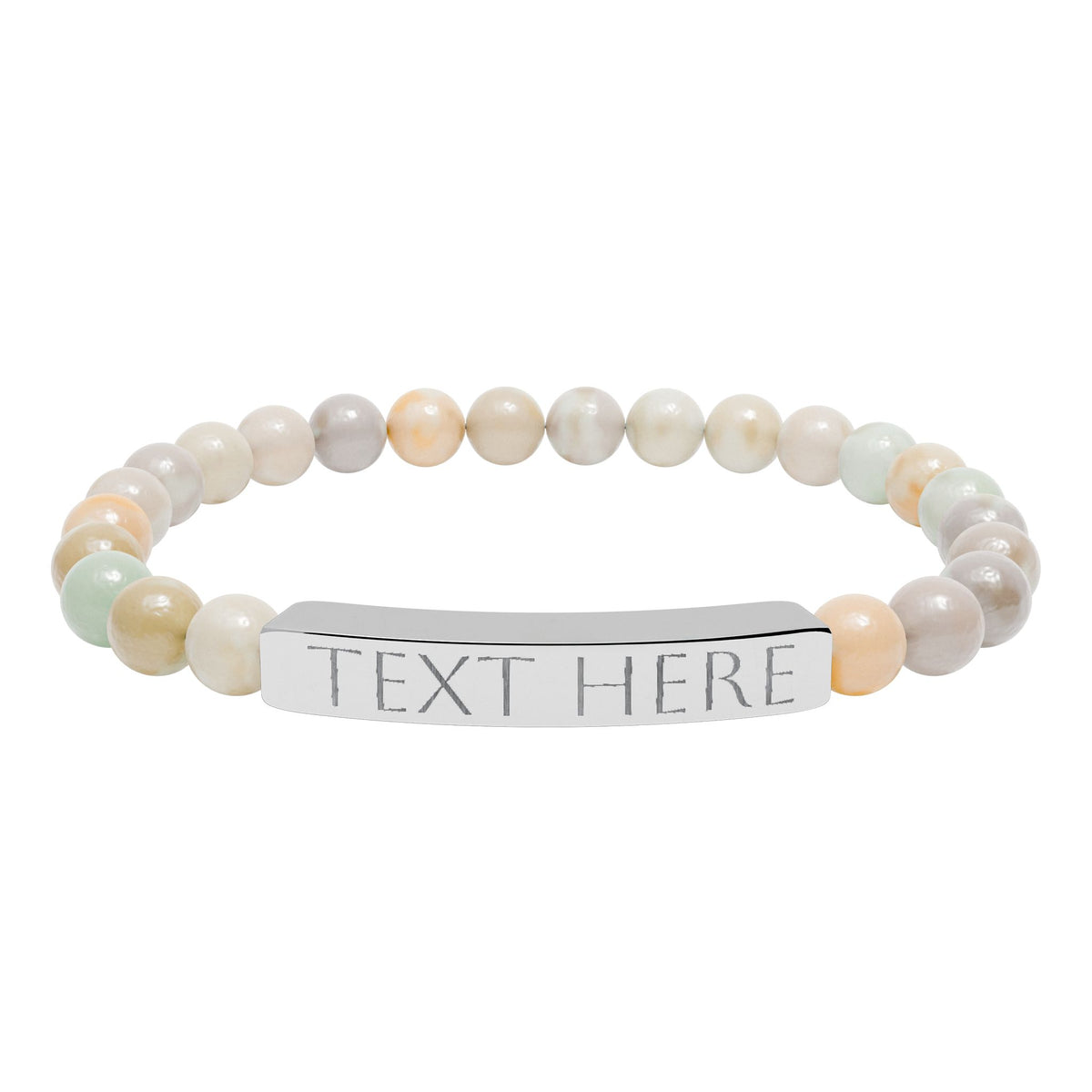 Personalized Natural Stone Engraved Bar Bracelet
