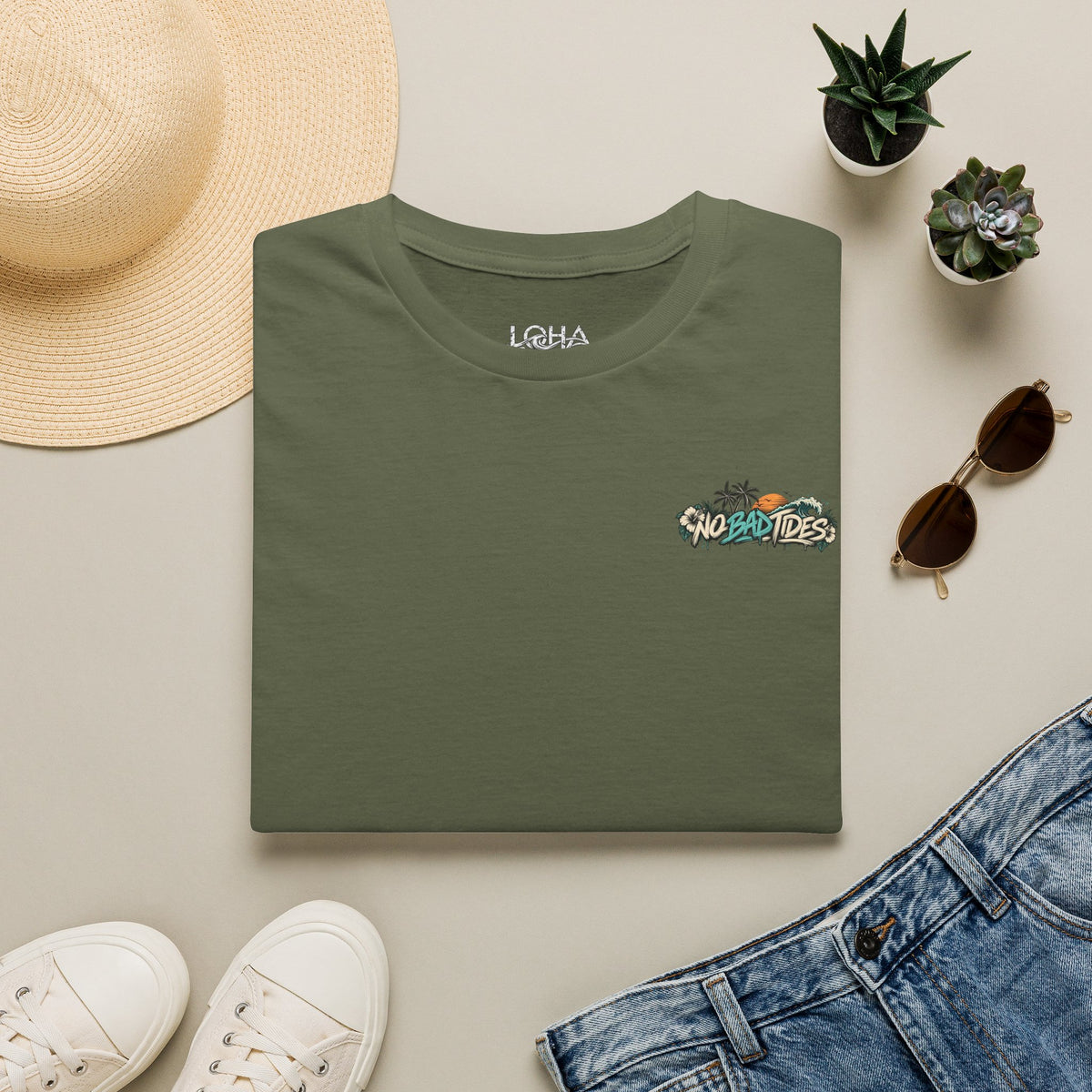 LOHA VIBES - No Bad Tides Beach Vacation T-Shirt