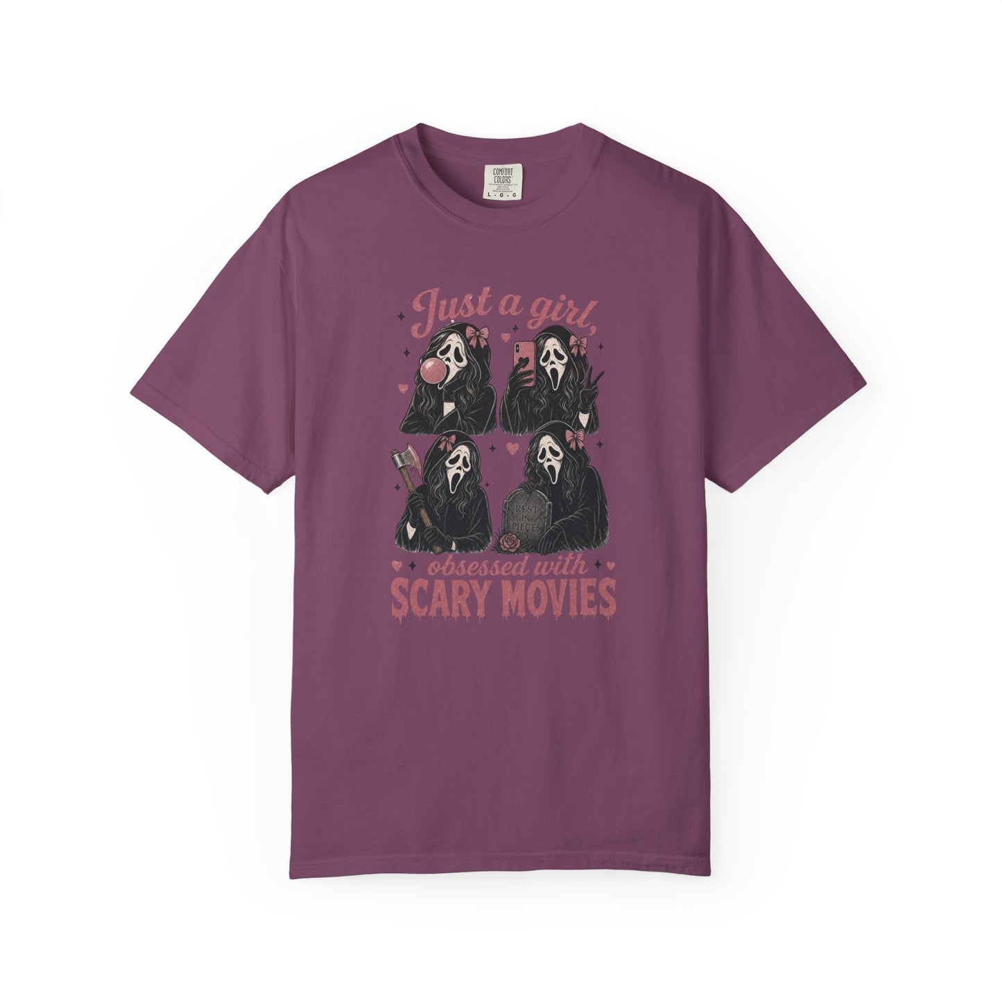 Just a Girl Obsessed with Scary Movies T-Shirt | Horror Mask Design