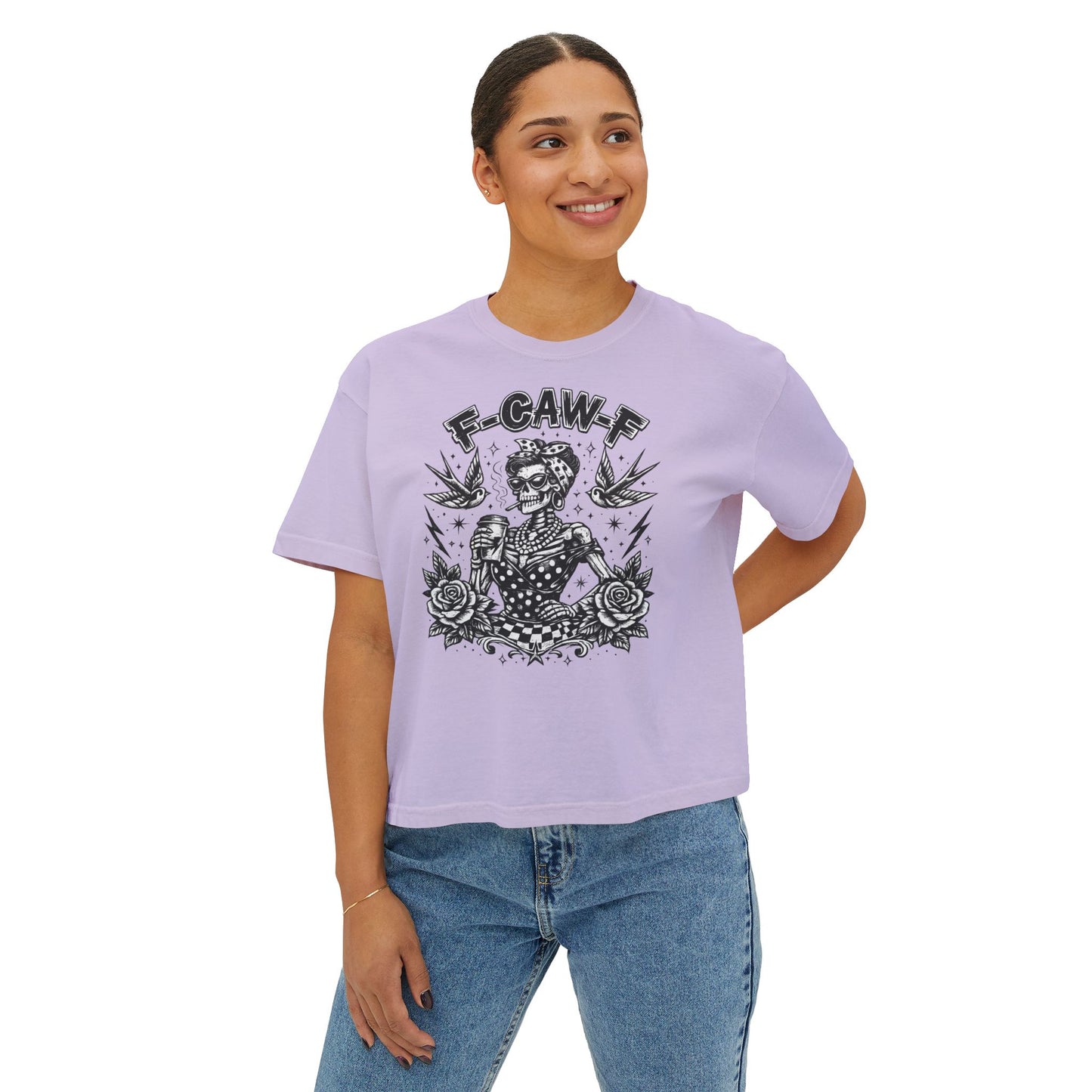 Graphic Tee — 'F-GAW-F' Retro Skull Pinup Design