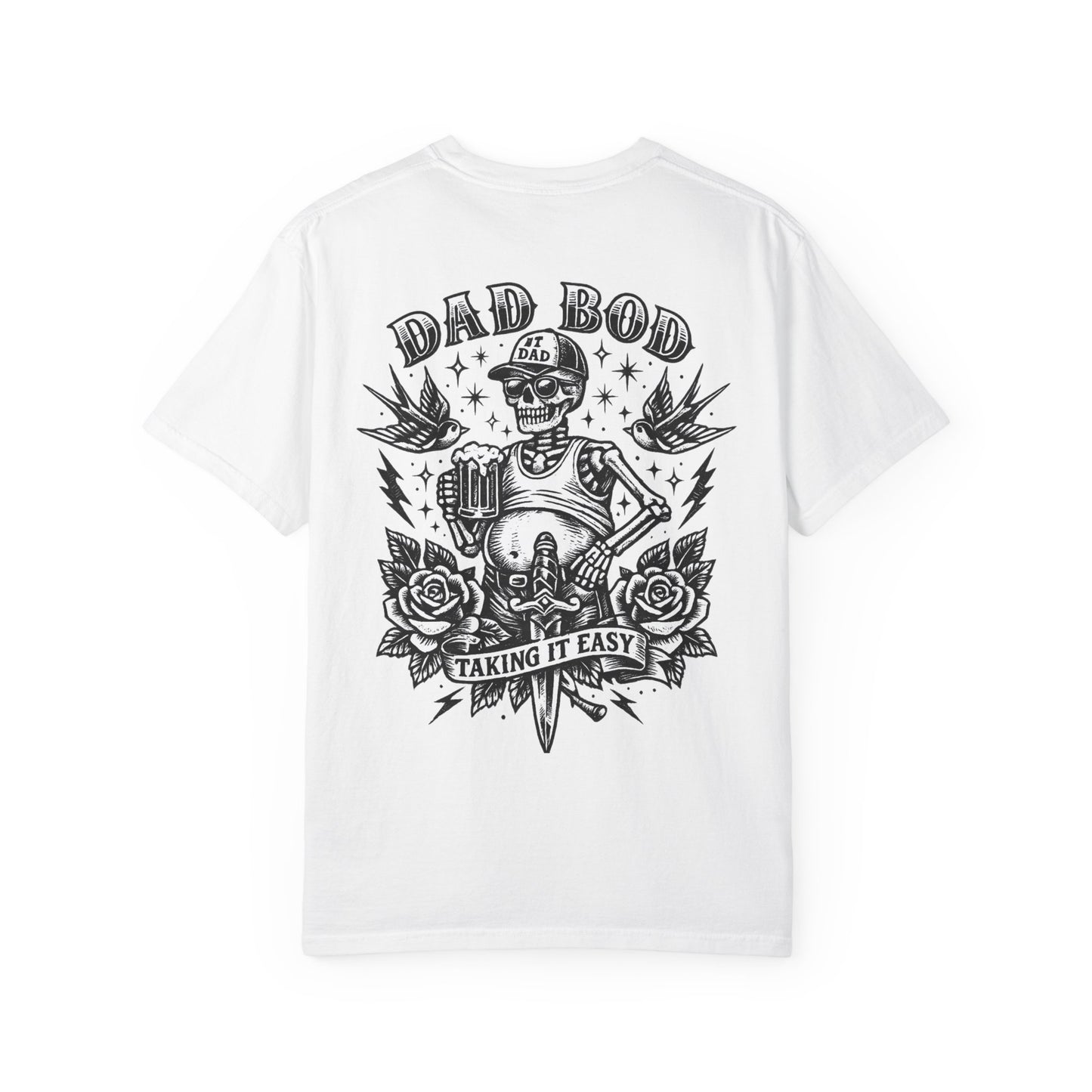 Dad Bod T-Shirt — 'Dad Bod: Taking It Easy' Retro Skull Graphic Tee