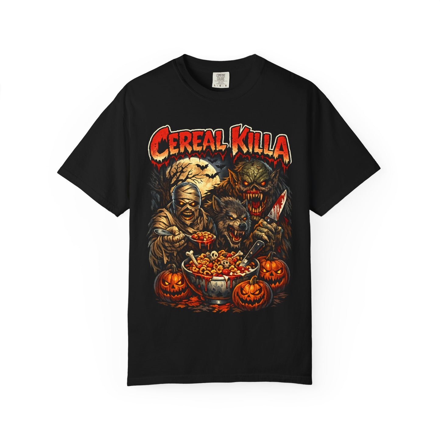 Cereal Killa Horror T-Shirt — Vintage Halloween Monster Graphic Tee.