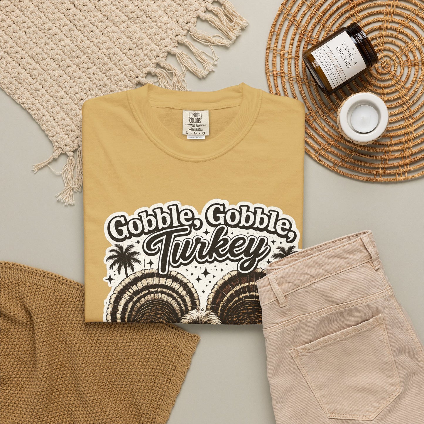 Gobble Gobble Turkey Butt T-shirt | Retro Thanksgiving Turkey Trio, Fall Holiday Tee