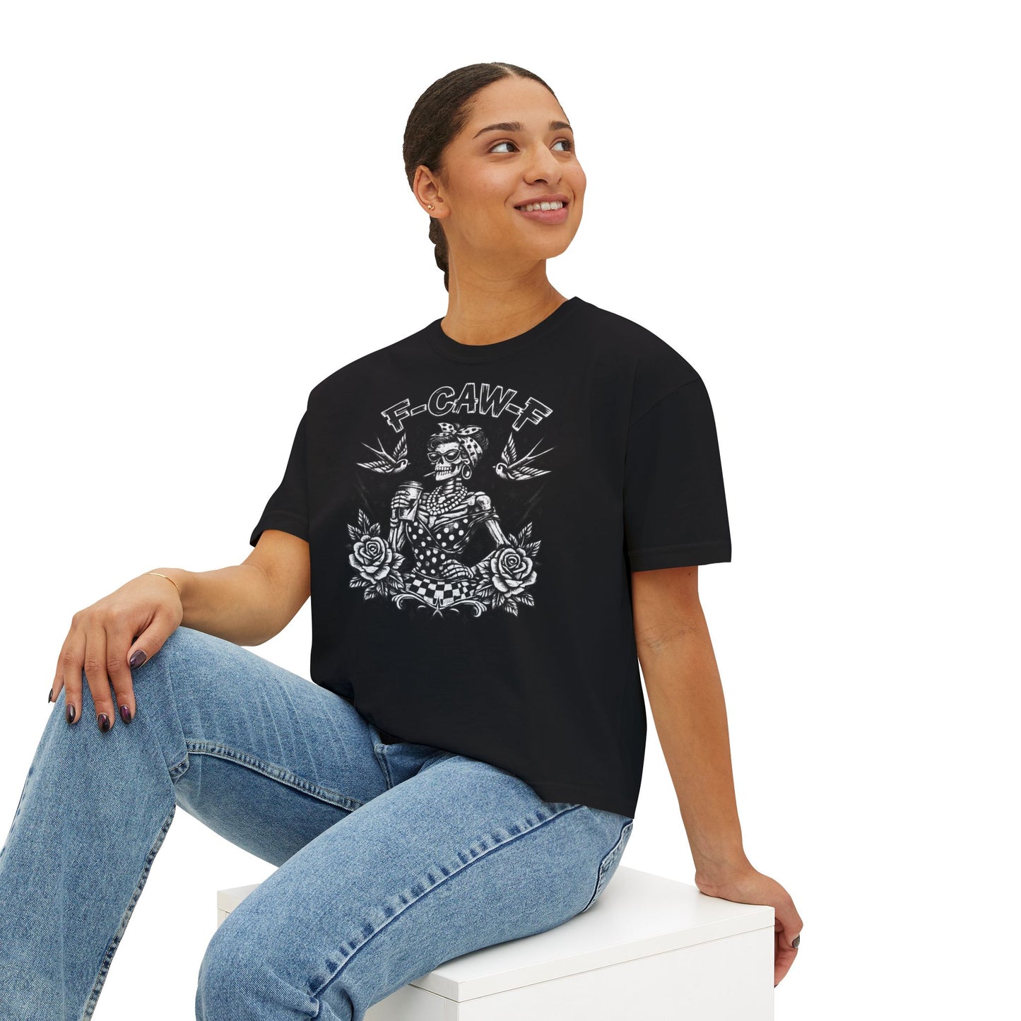 Graphic Tee — 'F-GAW-F' Retro Skull Pinup Design