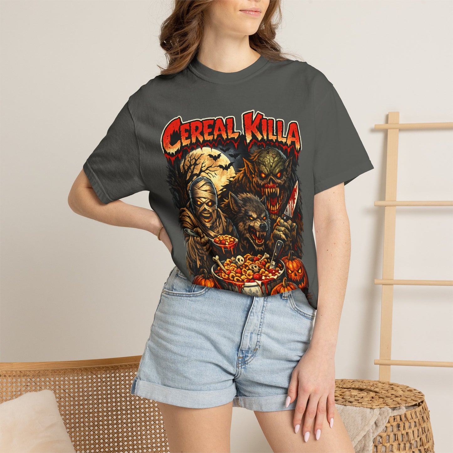Cereal Killa Horror T-Shirt — Vintage Halloween Monster Graphic Tee.