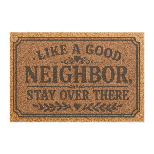 Doormat — “Like a Good Neighbor, Stay Over There” Funny Welcome Mat