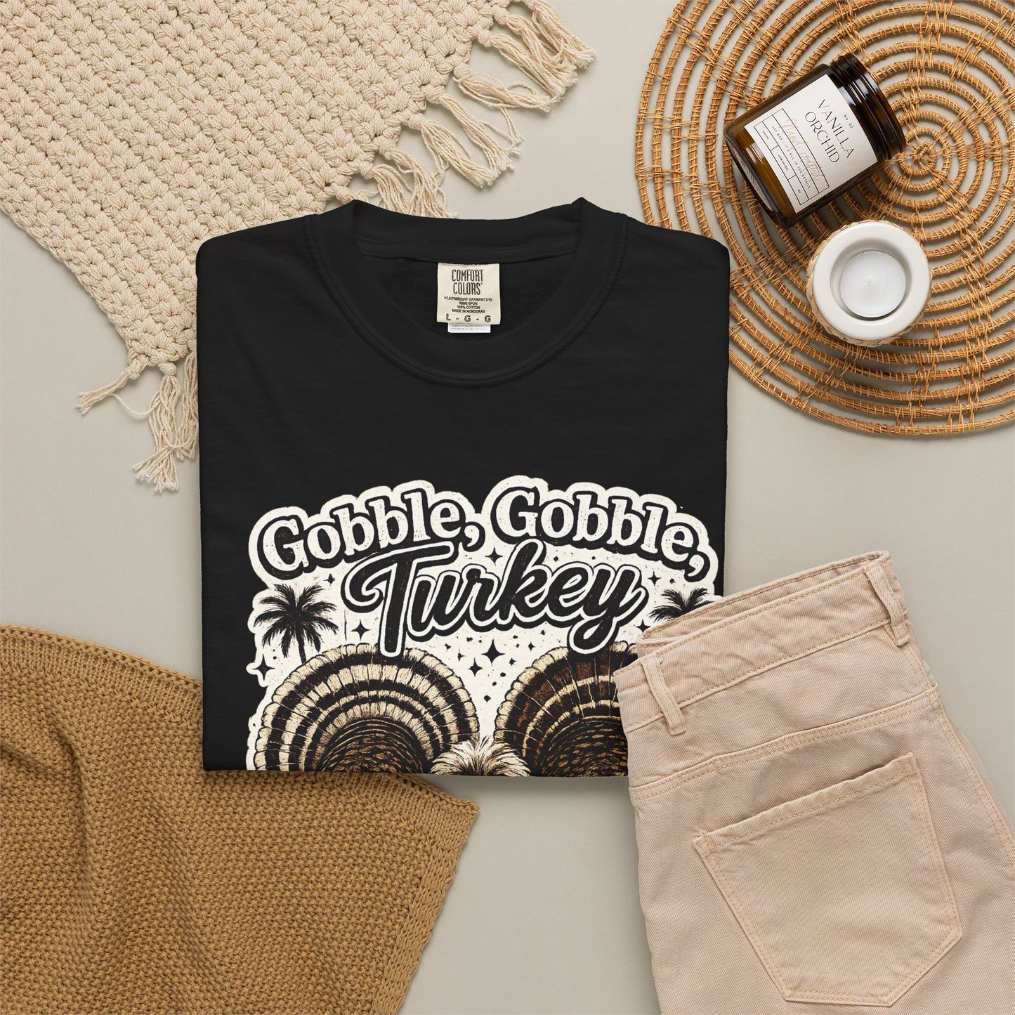Gobble Gobble Turkey Butt T-shirt | Retro Thanksgiving Turkey Trio, Fall Holiday Tee