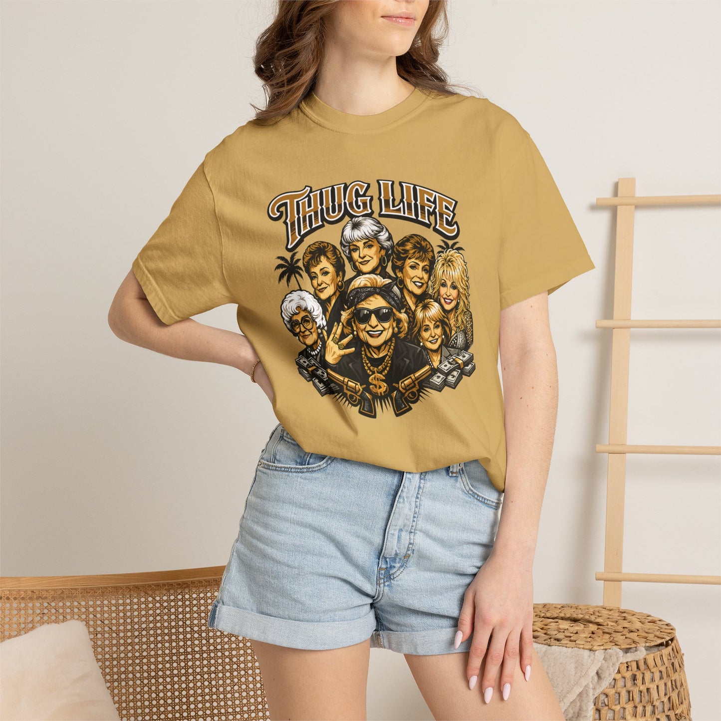 T H U G Golden Dolly Grandma Portrait T-Shirt | Retro TV Comedy Crew Tee