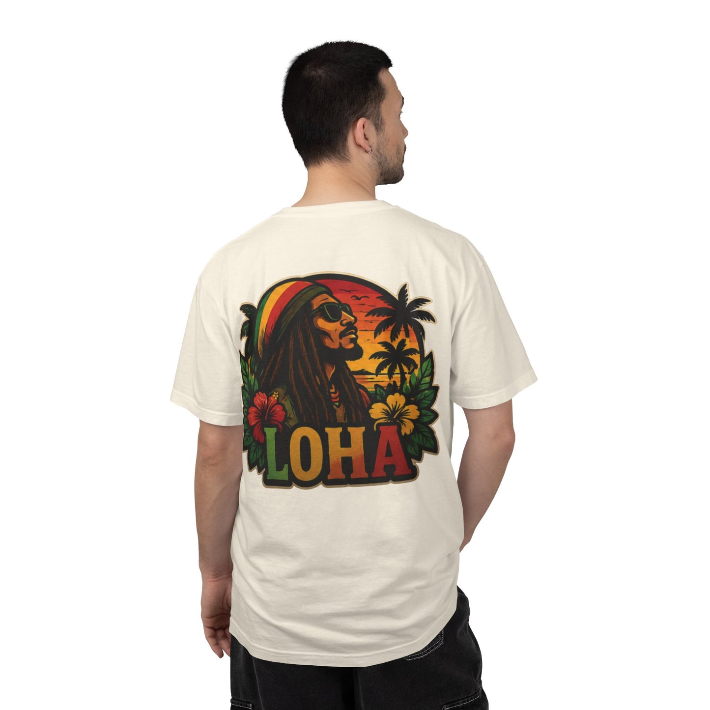 Rasta Aloha T-Shirt — "LOHA" Reggae Sunset Tee