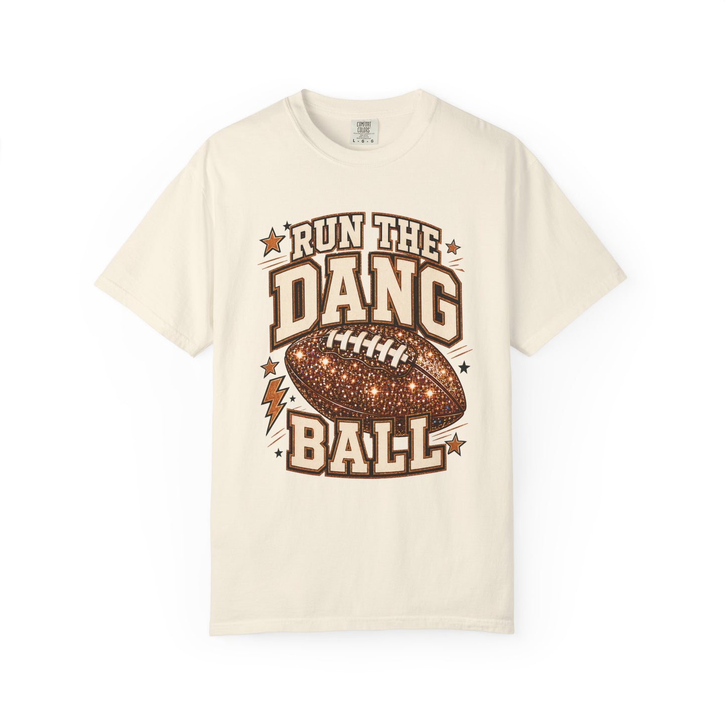 Run the Dang Ball Football T-Shirt — Retro Glitter Football Graphic Tee