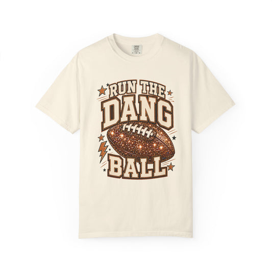 Run the Dang Ball Football T-Shirt — Retro Glitter Football Graphic Tee