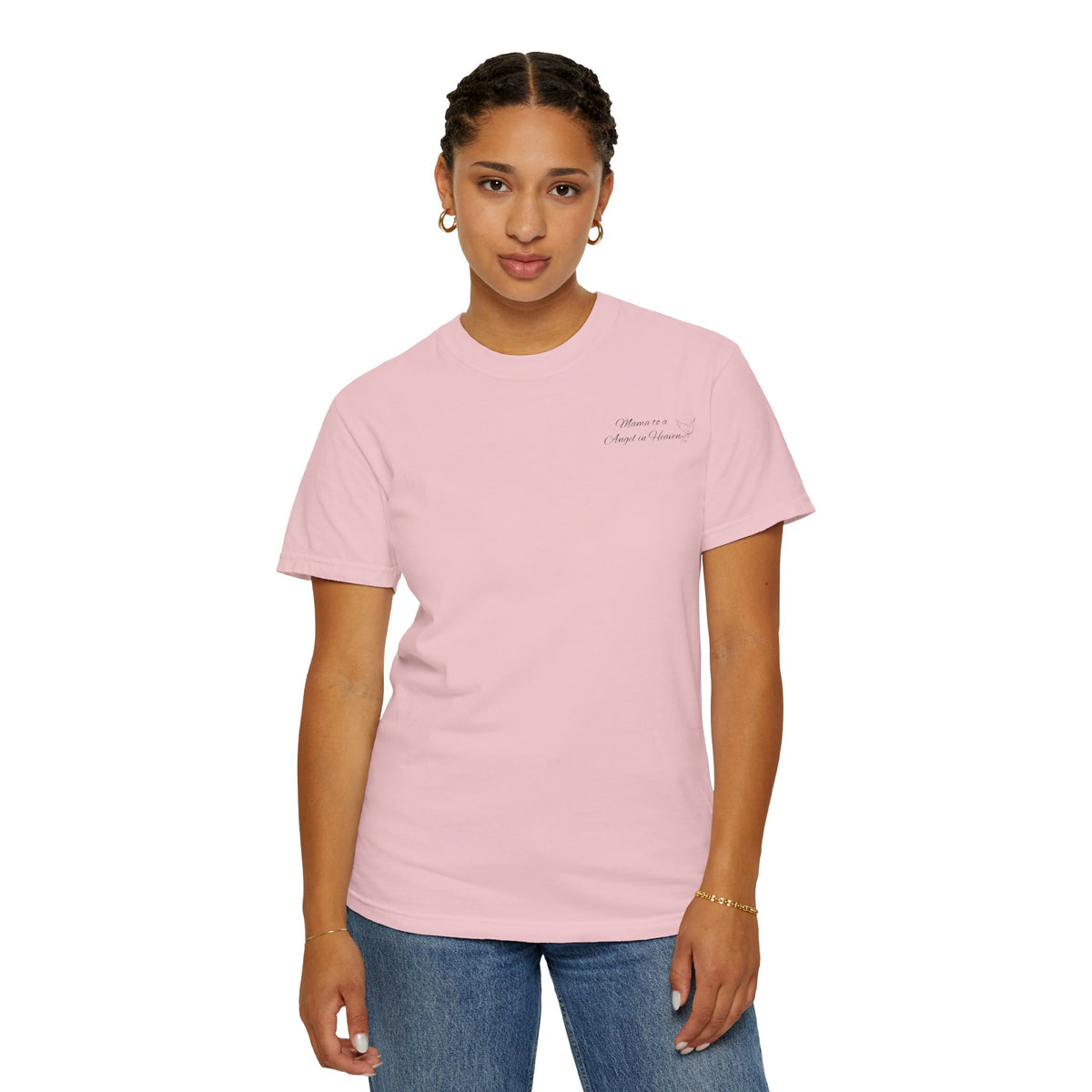 "Mama" to an Angel in Heaven T-Shirt — October Pregnancy & Childloss Awareness Sunset Floral Backprint