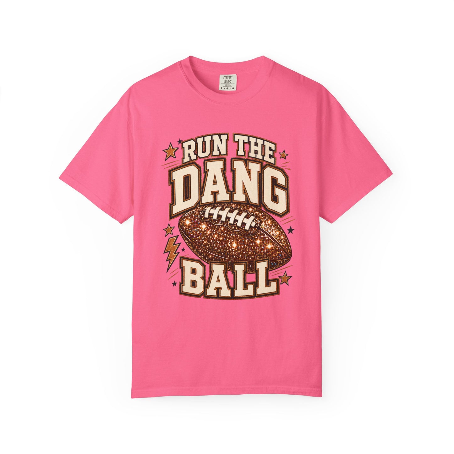 Run the Dang Ball Football T-Shirt — Retro Glitter Football Graphic Tee