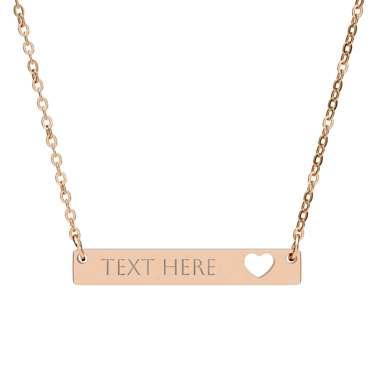 Personalized Cutout Heart Bar Necklace – Custom Engraved Jewelry Gift