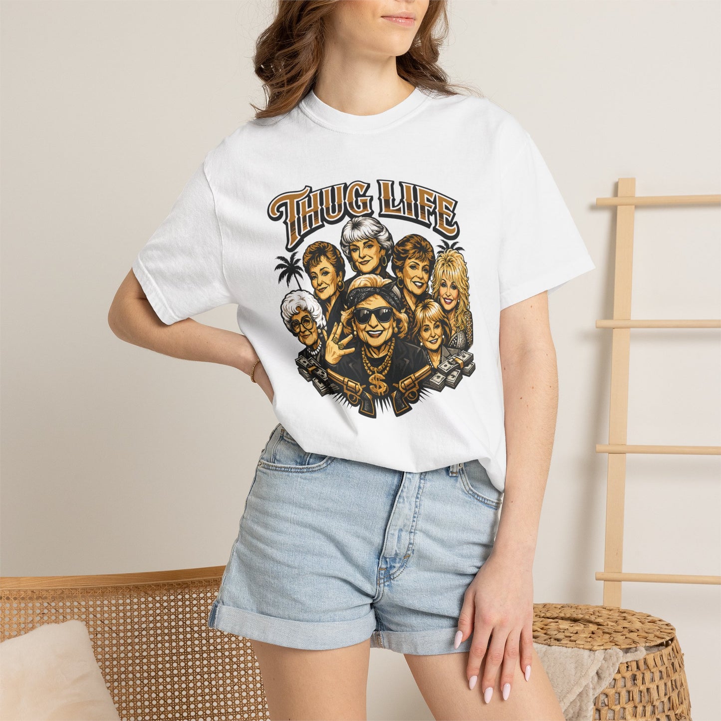 T H U G Golden Dolly Grandma Portrait T-Shirt | Retro TV Comedy Crew Tee