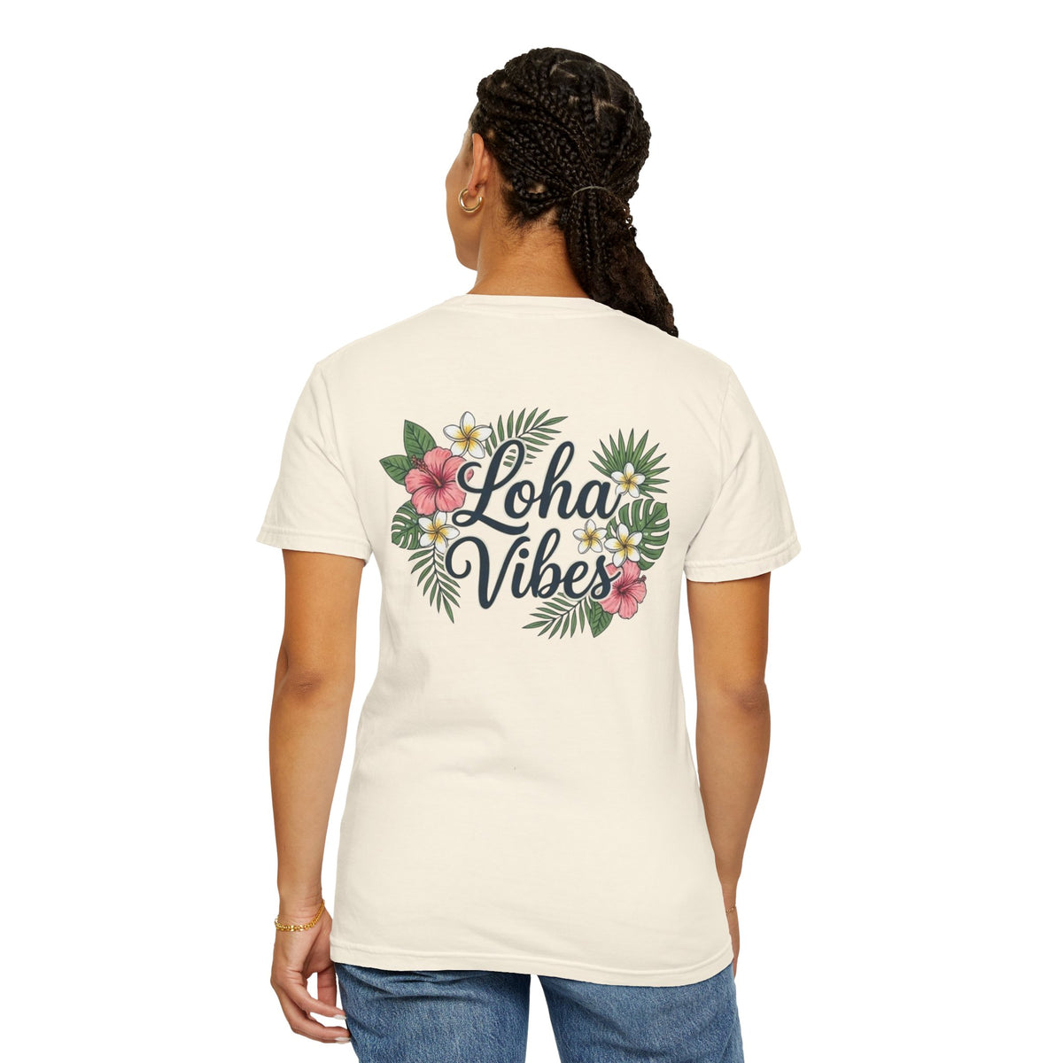 Loha Vibes T-Shirt — Tropical Floral Back Print