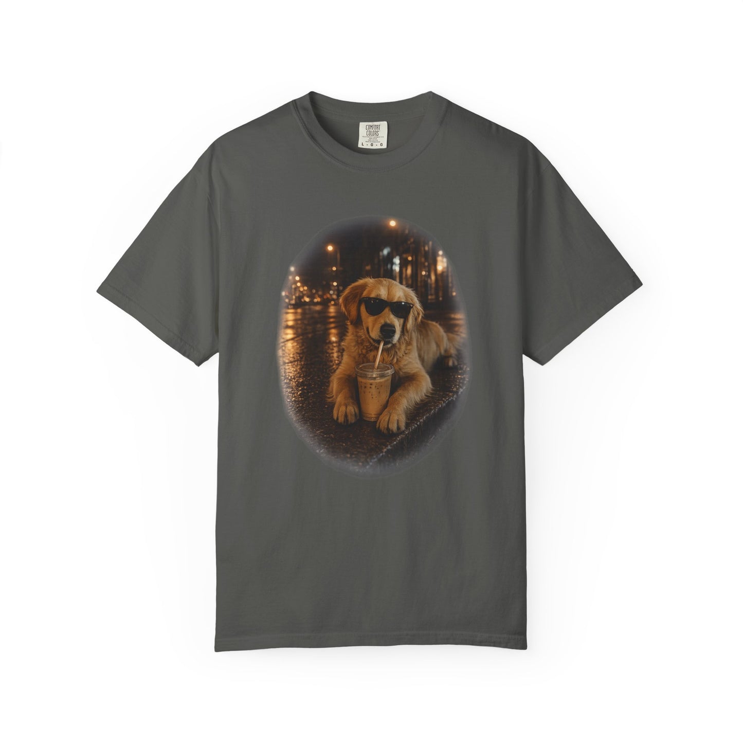Dog with Sunglasses T-Shirt — Cool Golden Retriever Night Scene Tee