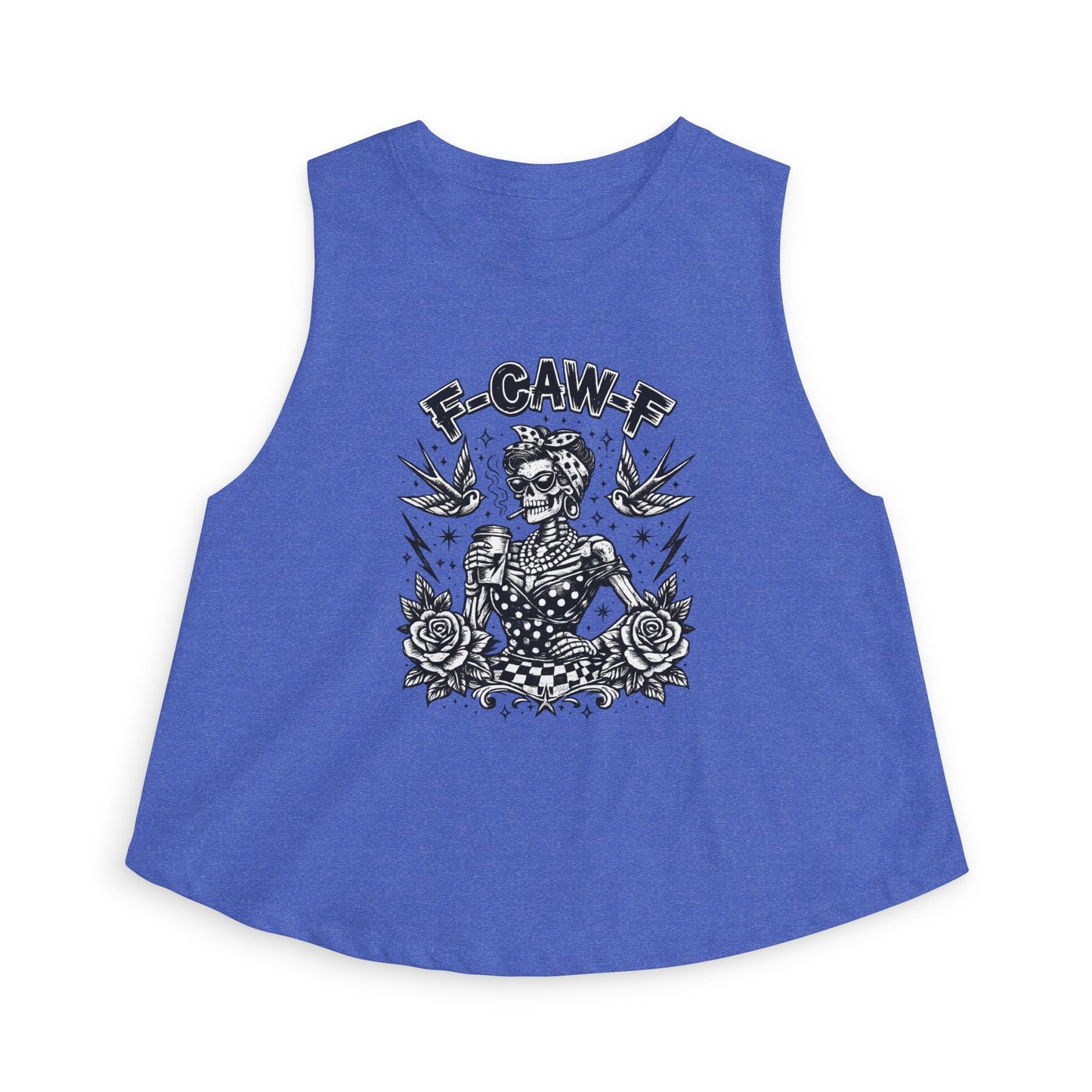 Women's Crop Top — Rockabilly Skeleton 'F-GAW-F' Graphic Tank