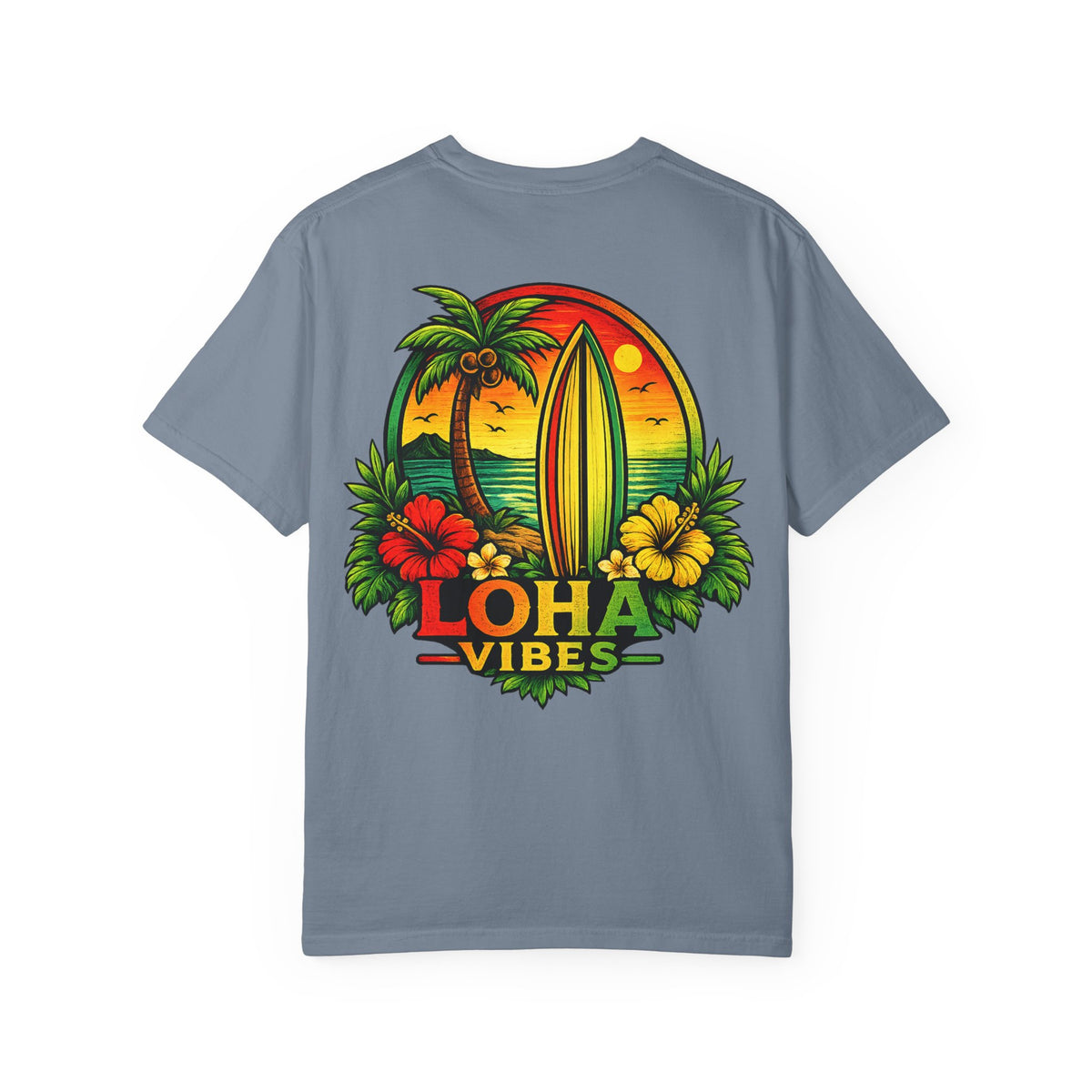 Loha Vibes T-Shirt — Tropical Surf Sunset Tee