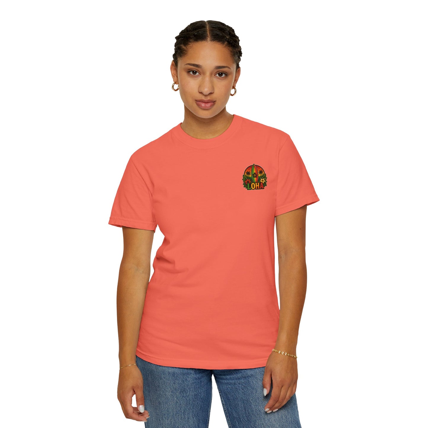 Loha Surf T-Shirt — Tropical Hibiscus Sunset Graphic
