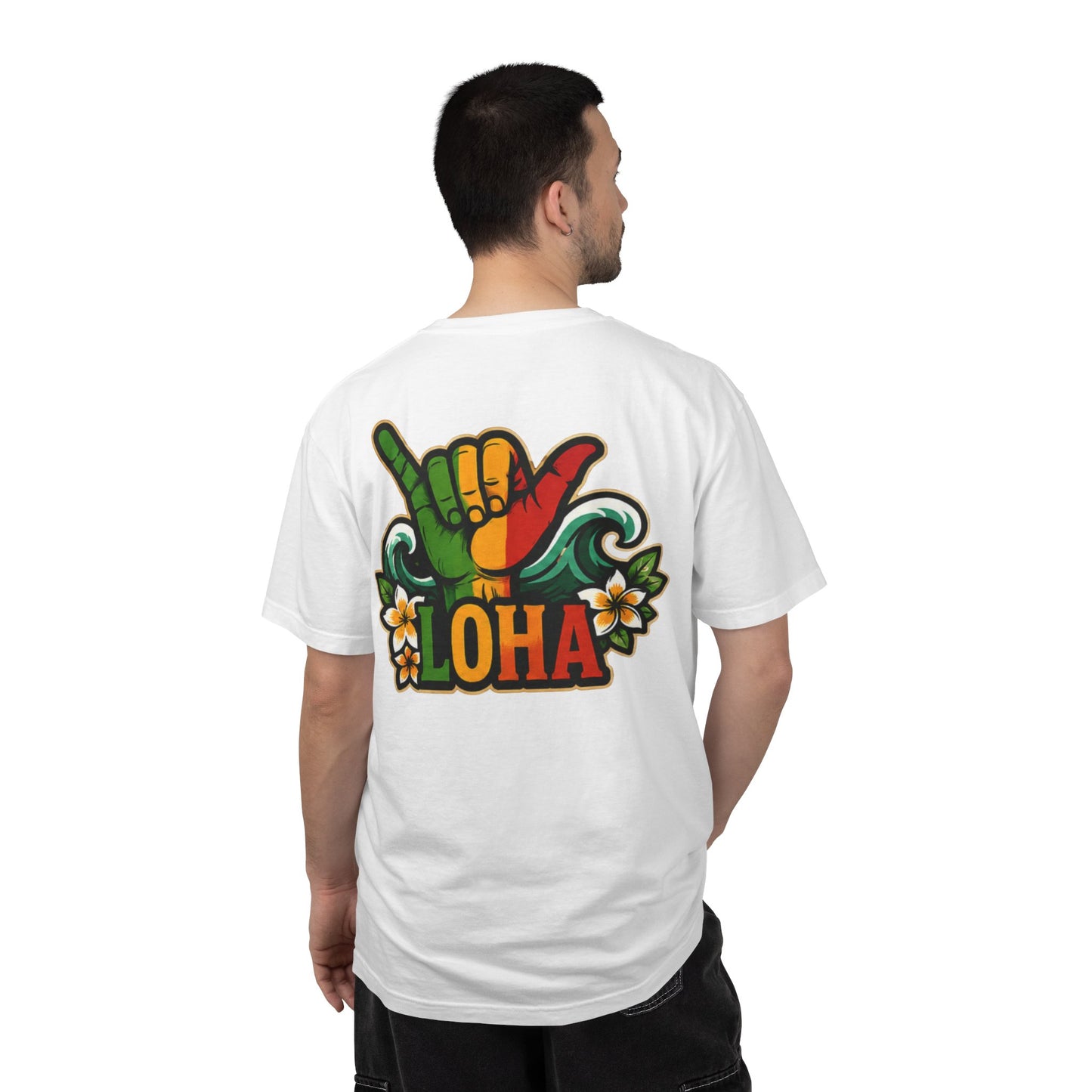 Loha Shaka T-Shirt — Retro Surf Hawaiian Tee with "LOHA" Back Graphic